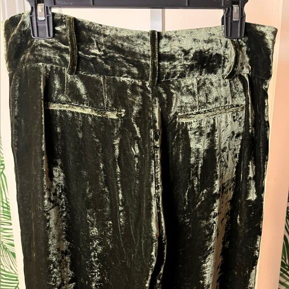 NWT Frame Panne Crushed Velvet Wide Leg Trousers in Deep Moss Size 6 - Picture 7 of 13
